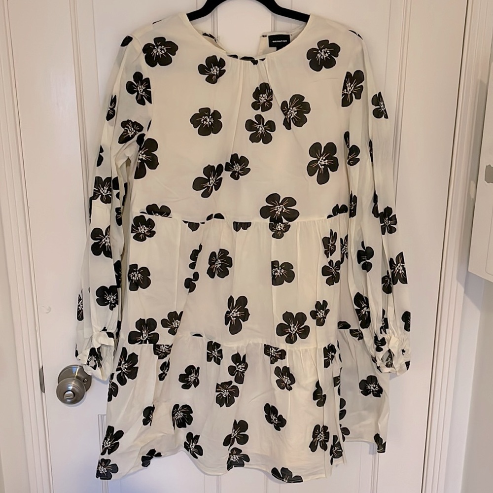 Who What Wear Floral A Line Long Sleeve Dress